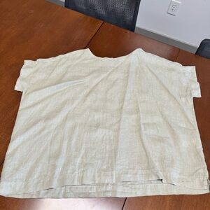 CUT LOOSE Osize‎ Cuff Top in Rye Linen Beige Made in USA Boxy Oversized OS
